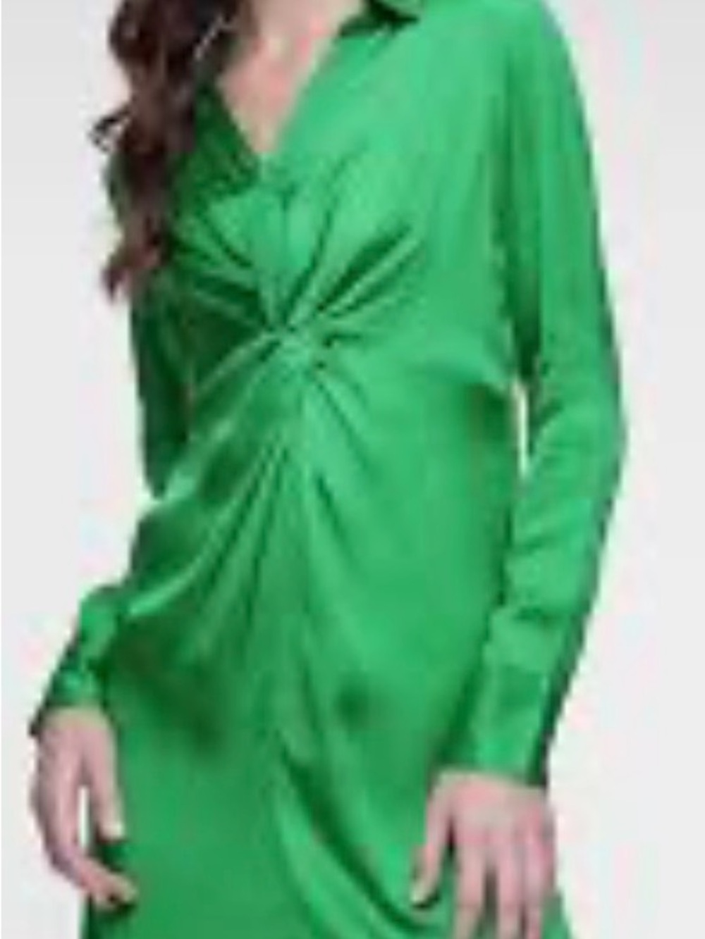 NWOT- Bright Green Long Sleeve Twist-Front Dress